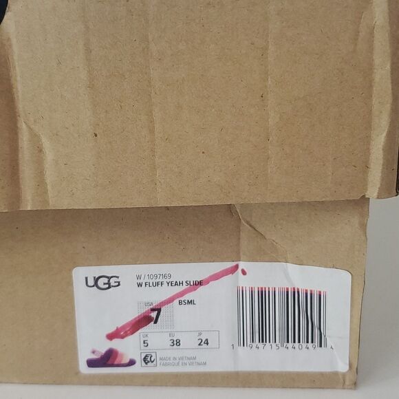 UGG Fluff Yeah Ombre Slide Women's 7 Multi Wool Slingback Slipper Sandal - Picture 14 of 14